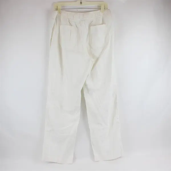 Sonoma Womens 12 White Straight Fit Linen Pants Pull On
