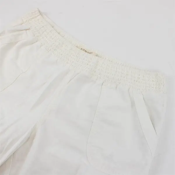 Sonoma Womens 12 White Straight Fit Linen Pants Pull On