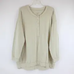 Ingrid & Isabel XL Beige Long Sleeve Henley Shirt