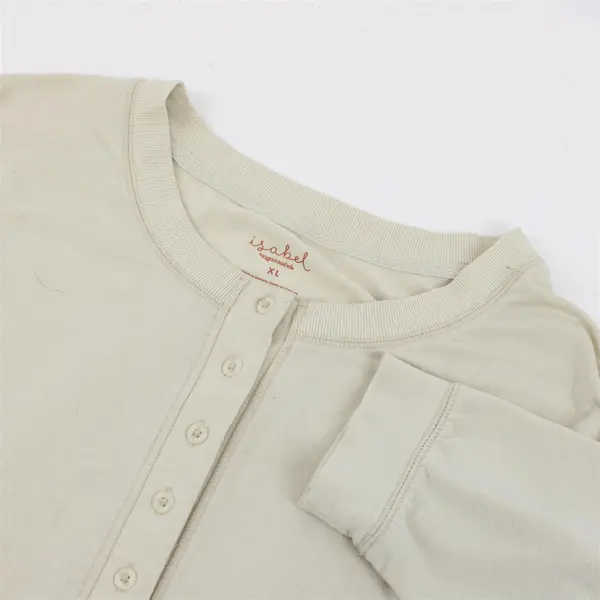 Ingrid & Isabel XL Beige Long Sleeve Henley Shirt