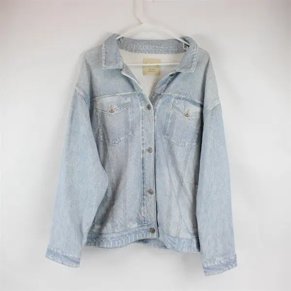 AnyBody Women's 3X Faux Denim Print Button-Front Jacket