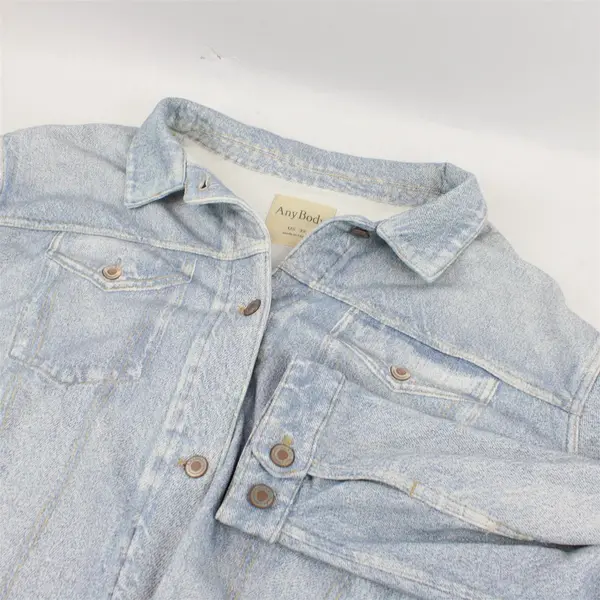 AnyBody Women's 3X Faux Denim Print Button-Front Jacket