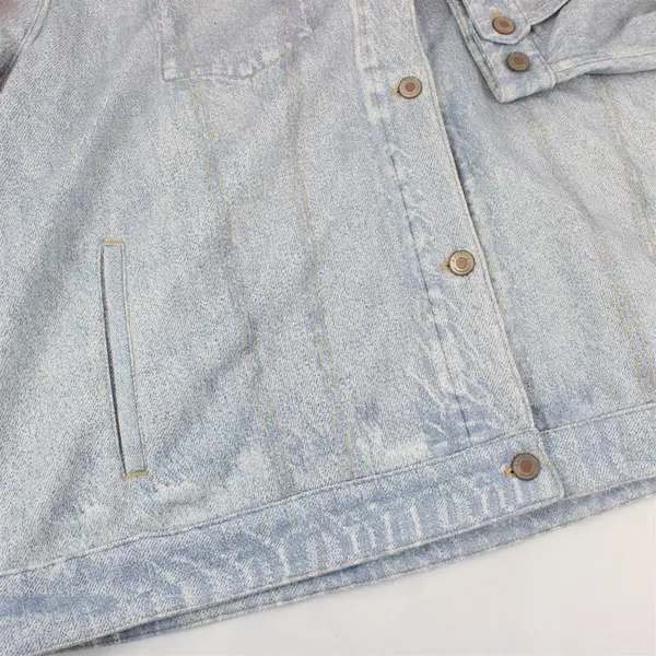 AnyBody Women's 3X Faux Denim Print Button-Front Jacket
