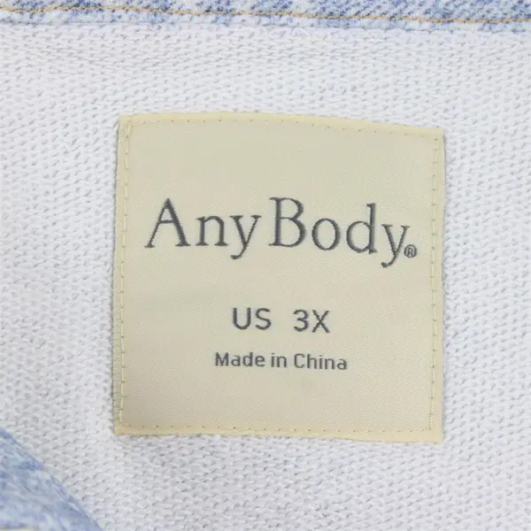 AnyBody Women's 3X Faux Denim Print Button-Front Jacket