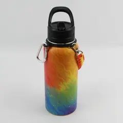 Unbranded Stainless Steel Multicolor/Rainbow Water Bottle ~32 Oz 11.25" Tall
