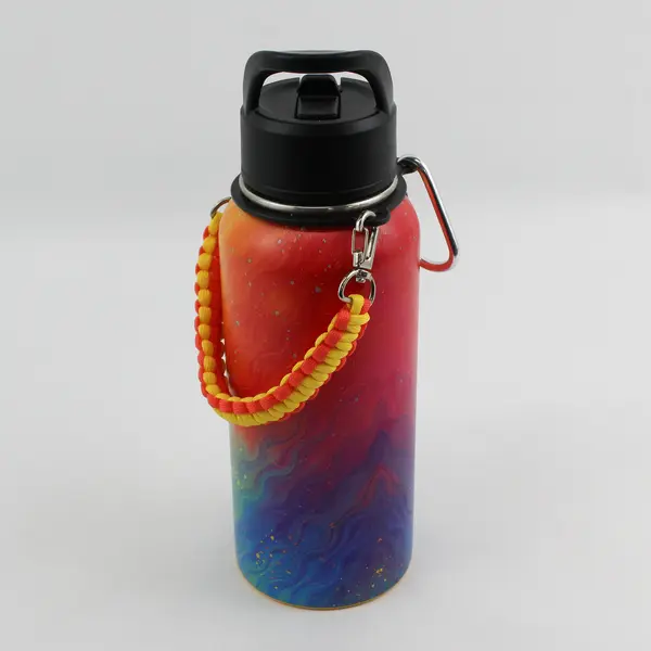 Unbranded Stainless Steel Multicolor/Rainbow Water Bottle ~32 Oz 11.25" Tall