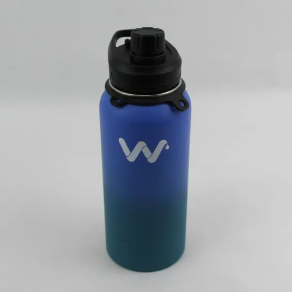 Stainless Steel  Werewolves Water Bottle Blue Green Gradient 32 oz 11.25in Tall
