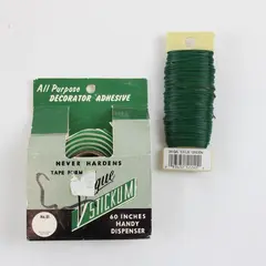 Stickum Lot of 2 Floral Craft Supplies 24 Ga Green Wire & Adhesive Tape