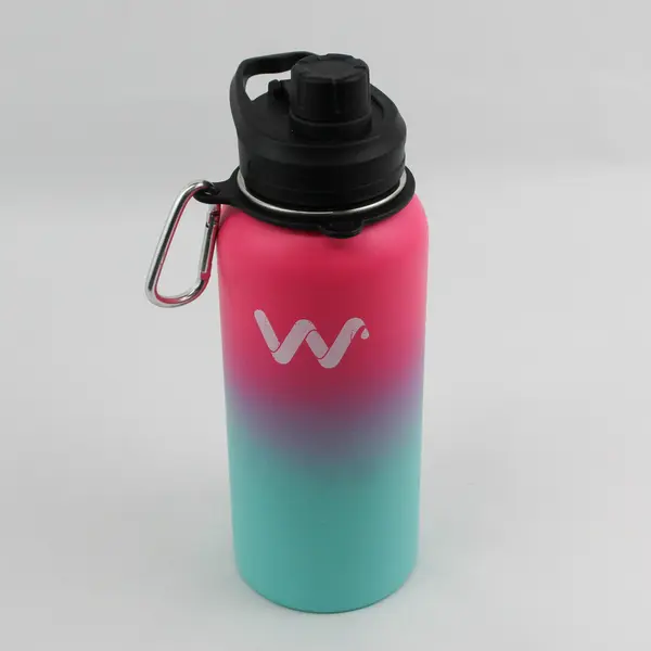 Unbranded Stainless Steel Pink/Blue Gradient Water Bottle ~32 Oz 11.25" Tall