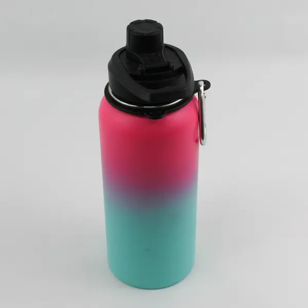 Unbranded Stainless Steel Pink/Blue Gradient Water Bottle ~32 Oz 11.25" Tall