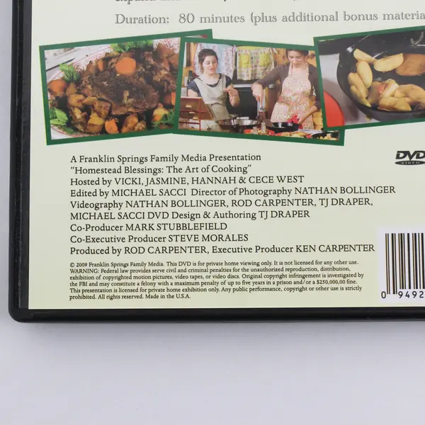 Homestead Blessings The Art of Cooking 2009 DVD