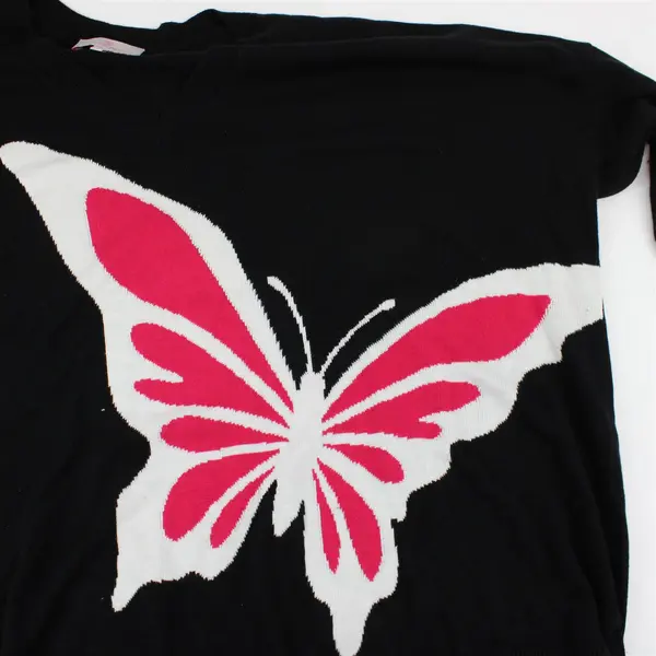 Laurie Felt Los Angeles Butterfly Design Black White and Pink Sweater Women's 2X