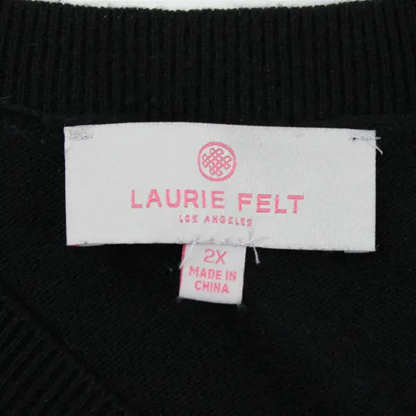 Laurie Felt Los Angeles Butterfly Design Black White and Pink Sweater Women's 2X