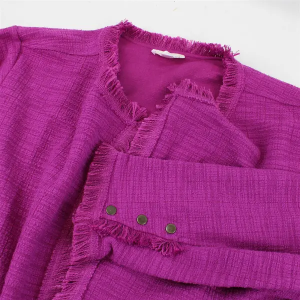 Belle by Kim Gravel Fuchsia Fringed Open-Front Jacket Women's 3X