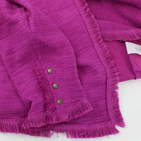 Belle by Kim Gravel Fuchsia Fringed Open-Front Jacket Women's 3X