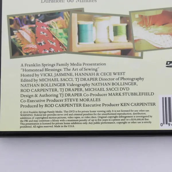 Homestead Blessings: The Art Of Sewing 2010 DVD