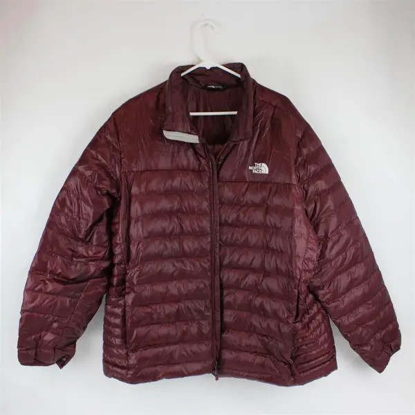 The North Face Burgundy Zip-Up Puffer Jacket Men's XXL FLAWED