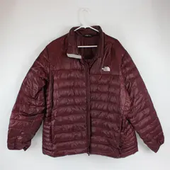 The North Face Burgundy Zip-Up Puffer Jacket Men's XXL FLAWED