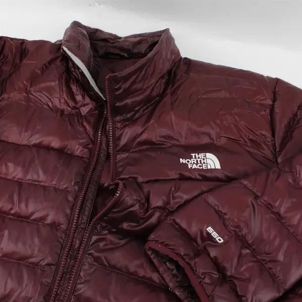 The North Face Burgundy Zip-Up Puffer Jacket Men's XXL FLAWED