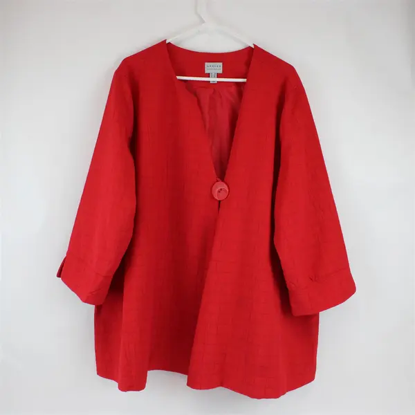 Susan Graver Red Jacket Large Button Detail Women's Size 2X