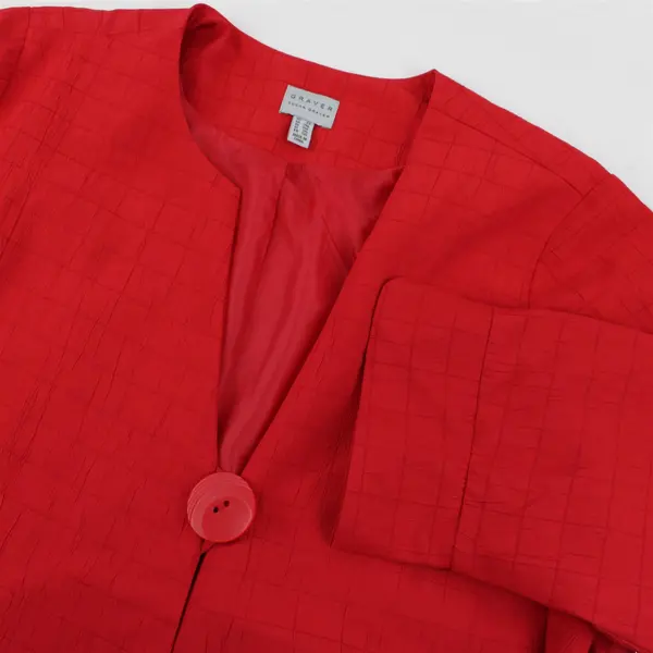 Susan Graver Red Jacket Large Button Detail Women's Size 2X