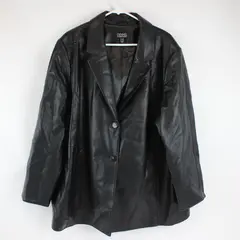 Dennis by Dennis Basso Black Faux Leather Button-Front Jacket Women's 2X