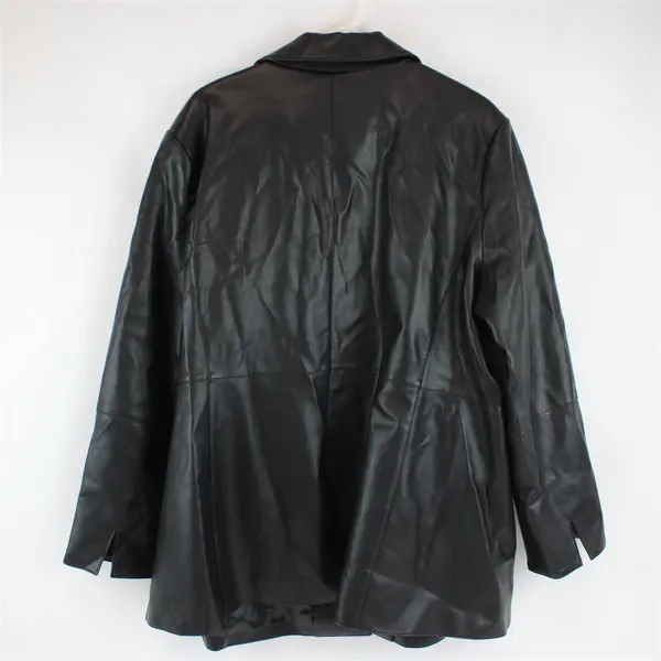 Dennis by Dennis Basso Black Faux Leather Button-Front Jacket Women's 2X