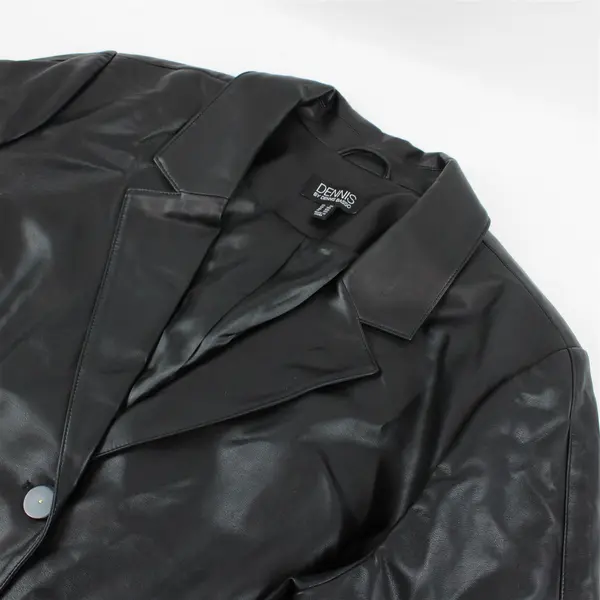 Dennis by Dennis Basso Black Faux Leather Button-Front Jacket Women's 2X