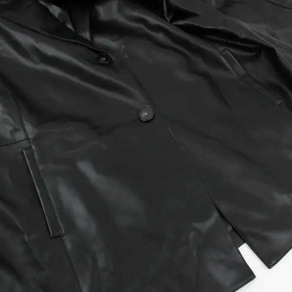 Dennis by Dennis Basso Black Faux Leather Button-Front Jacket Women's 2X