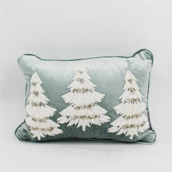 Glitz + Glimmer Holiday Collection Beaded Christmas Tree Throw Pillow 9" x 13"