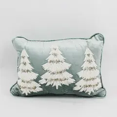 Glitz + Glimmer Holiday Collection Beaded Christmas Tree Throw Pillow 9" x 13"