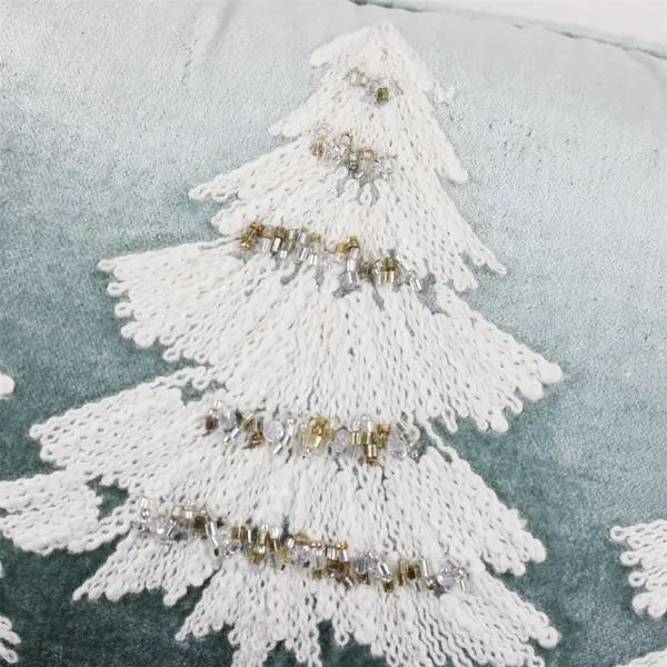 Glitz + Glimmer Holiday Collection Beaded Christmas Tree Throw Pillow 9" x 13"