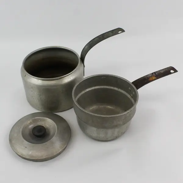 Vintage Aluminum Double Boiler Nesting Pot with Lid