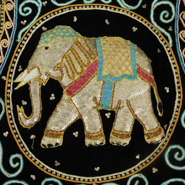 Vintage HillTribes Clothing Unisex L Beaded & Embroidered Vest w/3-D Elephants 