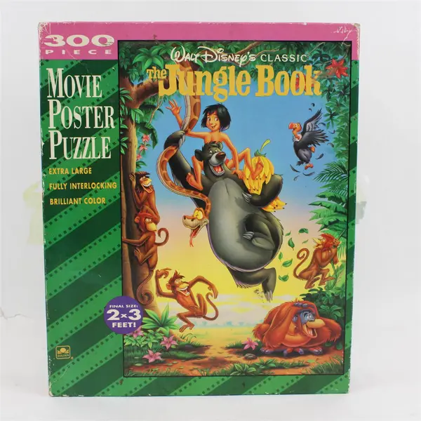 Vintage 1990s Golden 300 Piece Movie Poster Puzzle Walt Disney's Jungle Book 