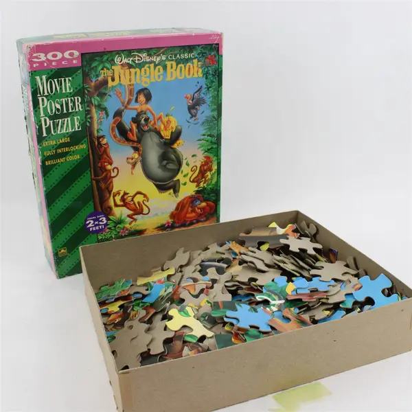 Vintage 1990s Golden 300 Piece Movie Poster Puzzle Walt Disney's Jungle Book 