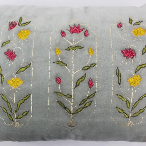 CTW Home Collection Retro Boho Floral Beaded Embroidered Throw Pillow 13" x 18"
