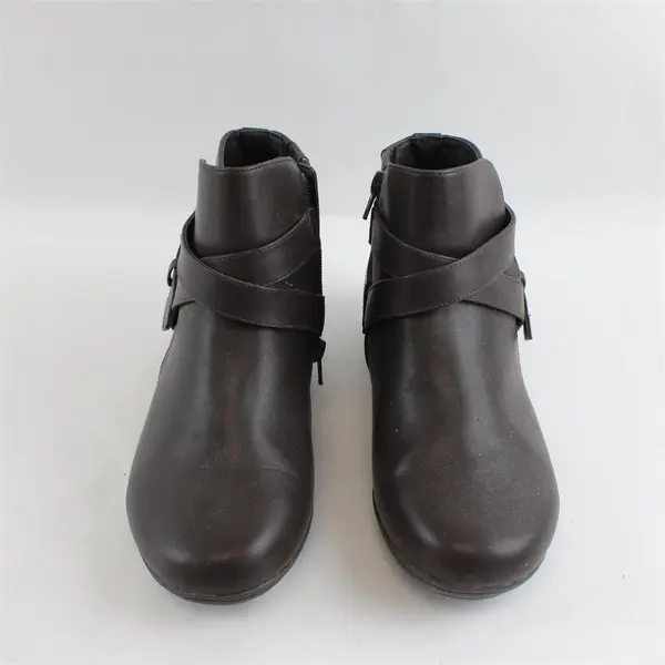 Comfortview Bronte Womens 8.5W Ankle Bootie Dark Taupe Brown Faux Leather
