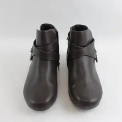 Comfortview Bronte Womens 8.5W Ankle Bootie Dark Taupe Brown Faux Leather
