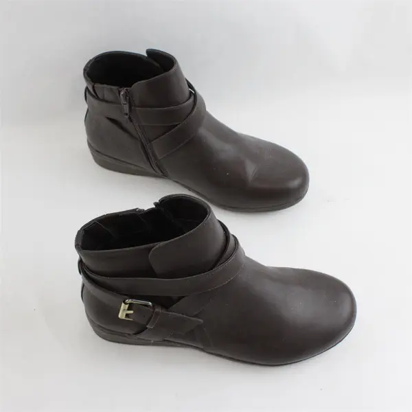 Comfortview Bronte Womens 8.5W Ankle Bootie Dark Taupe Brown Faux Leather