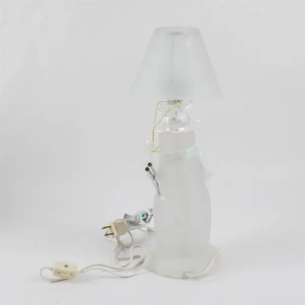 Vintage Frosted Acrylic Snowman Lamp Holiday Light New Open Box