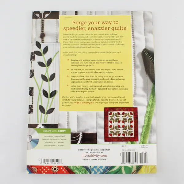 Serge & Merge Quilts Sharon V Rotz with Nancy Zieman DVD Included 2009 PB