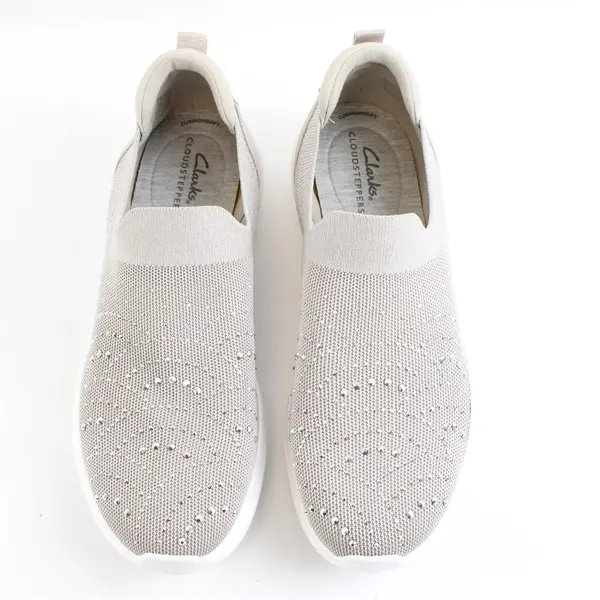 Clarks Taupe Nova Gem Sneakers Cloudsteppers Slip On Shoes Women Size 9 M