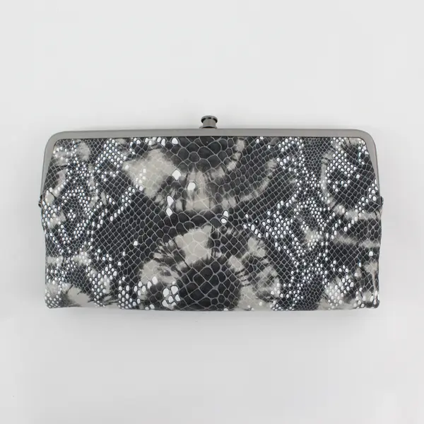 Hobo Original Snake Print Genuine Leather Kiss-lock Closure Clutch Wallet 