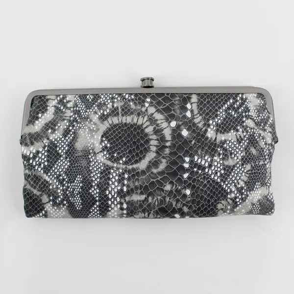 Hobo Original Snake Print Genuine Leather Kiss-lock Closure Clutch Wallet 