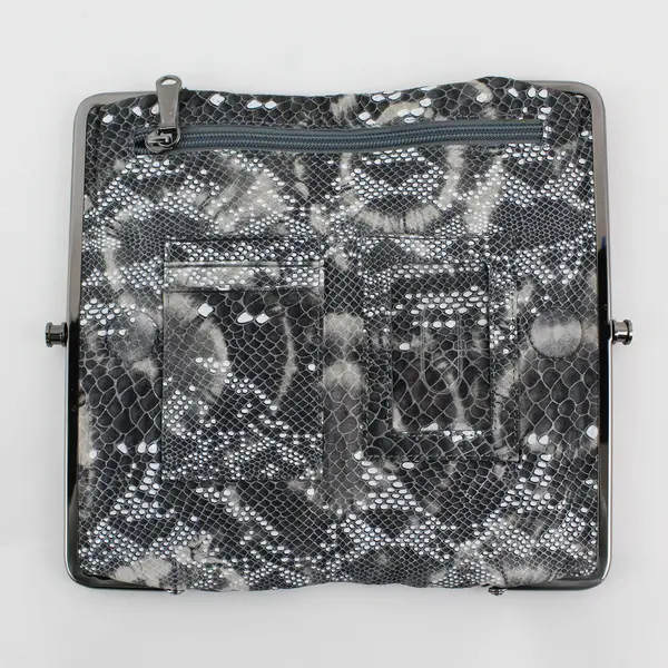 Hobo Original Snake Print Genuine Leather Kiss-lock Closure Clutch Wallet 