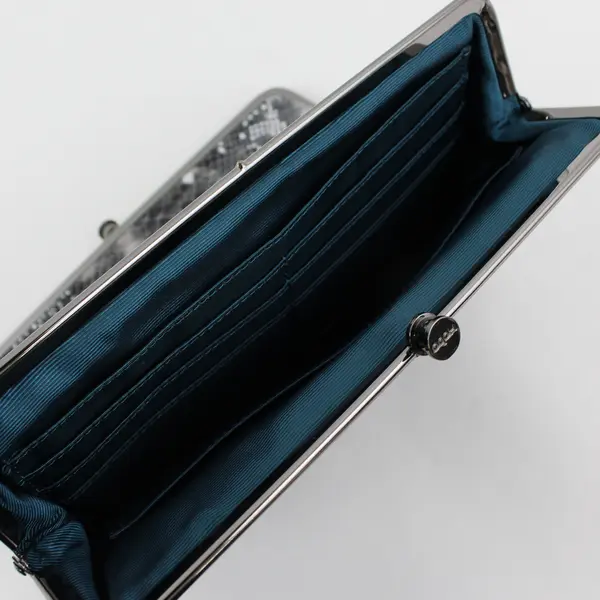 Hobo Original Snake Print Genuine Leather Kiss-lock Closure Clutch Wallet 