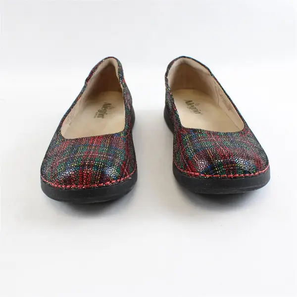 Alegria By PG Lite Red Tartan Leather Petal Flats Shoes Womens Size 8.5 M