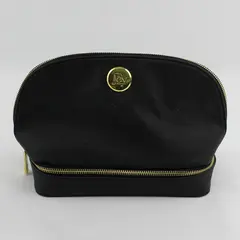 Joy Mangano Black Genuine Pebbled Leather Zippered Travel Case/Toiletry Bag