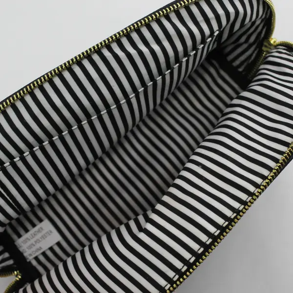 Joy Mangano Black Genuine Pebbled Leather Zippered Travel Case/Toiletry Bag